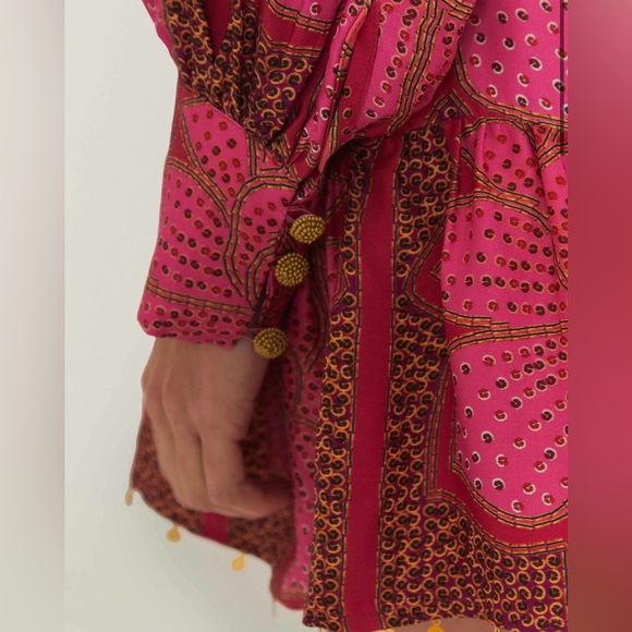 FARM Rio NWT Pink Floral Glam Scarf Lenzing™ Ecovero™ Mini Dress - Picture 3 of 6